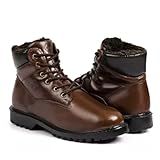 Bota Masculina De Inverno Em Couro Forrada Com Lã Imperméavel Helsinque Marrom BR Adulto Numérico 45 