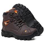 Bota Masculina Em Couro Para Trabalho Com Bico P V C E C A Café 42