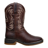 Bota Masculina Texana Cano Médio Com Bordados Em Couro