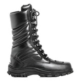 Bota Masculino Coturno Militar Couro Preta Cano Longo