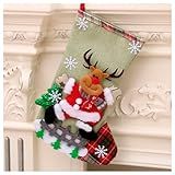 Bota Meia Natal Decoração Rena Natalina Tecido 31cm