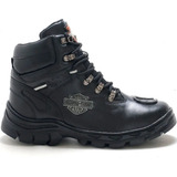 Bota Moto Harley Davidson Cano Curto Couro Semi impermeável