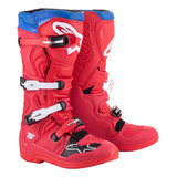 Bota Motocross Alpinestars Tech 5 Vermelha Azul Trilha Mx
