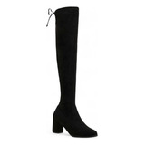 Bota Over The Knee Salto Alto Grosso Bloco Acima Do Joelho