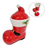 Bota Papai Noel Enfeite De Natal Pote Em Cerâmica