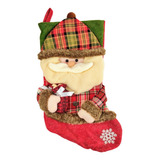 Bota Papai Noel P Árvore Natal 50x26cm Vermelho Xadrez