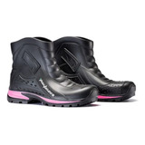 Bota Para Motociclista Pantaneiro Impermeável Rosa Pvc