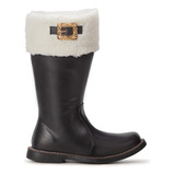Bota Para Papai Noel Em Couro Com Ziper Fantasia Para Natal