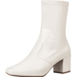 Bota Stretch Bico Quadrado Salto Grosso Zíper Cano Médio