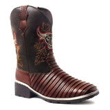 Bota Texana Country Masculina 100 Couro Legítimo Cano Longo