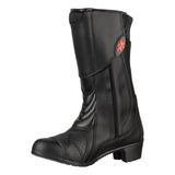 Bota Texx Feminina Moto Impermeável Strike V2 Proteção Conforto Motociclista Resistente Couro Cano Longo Tipo Coturno Salto Medio Bico Aço Rígido Anti torção Protege Mulher Na Motocicleta Tamanho 34