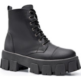 Bota Tratorada Blogueira Plataforma Coturno Cano Curto Macio