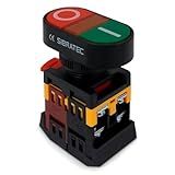 Botão Duplo Liga Desliga Iluminado Arredondado APB22 24Vcc Vca 1NA 1NF