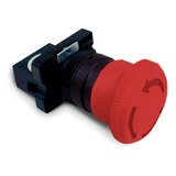 Botão Emergência Plástico Cogumelo Trava Vermelho 22mm 1 Nf