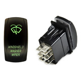 Botão Esguicho E Limpador Para Brisa 12v 24v 2 Leds Verde