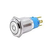 Botão Liga Desliga Com Trava Led Branco 12v 19mm Universal