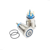 Botão Liga Desliga Inox 16mm 12v Com Led E Função Trava Nf