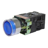 Botão Metálico 22mm Iluminado 220v Azul M20ig Metaltex i 