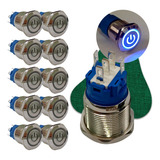 Botão On Off 19mm Prata Com Trava Led Kit 10 Unidades 12v