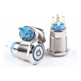 Botão On off Universal Led Inox Preto 19mm C Trava 12 24v