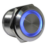 Botão Pulsador Metálico Iluminado 22mm Azul 24v Metaltex i 