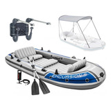 Bote Inflável Intex Excursion 5 Remos Bomba Suporte Capota