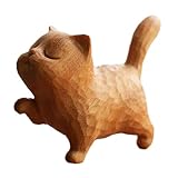 Bothyi Estátua De Madeira Para Gato Escultura De Gato Decoração Realista Gatinho Figura De Gato Ornamento Para Mesa Interior Casa Sala De Estar Estilo A