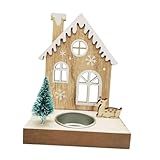 Bothyi Porta Velas Com Cena De Casa De Natal Moldura De Madeira Para Lareira Rústico 10 3x6 8x13 3cm Porta Velas Multiuso Feito à Mão Casa De Cor De Madeira