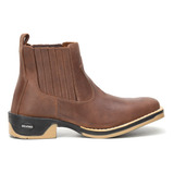 Botina Texana Masculina Country Solado Jump Couro Legitimo