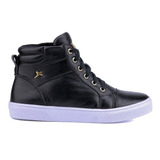 Botinha Fitness Sneaker De Couro Legitimo Treino Academia
