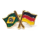 Bótom Pim Broche Bandeira Brasil X Alemanha Folheado A Ouro