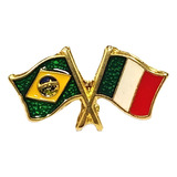 Bótom Pim Broche Bandeira Brasil X Itália Folheado A Ouro