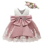 Bow Dream Vestidos De Bebê Florista Vestido De Renda Com Laço Para Concurso De Casamento Formal Tutu Rosa Empoeirada 3 6 Meses