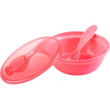 Bowl Com Tampa E Colher Rosa 12737 Buba