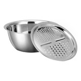 Bowl Ralador De Legumes Queijo Manual Tigela Inox Vasilha