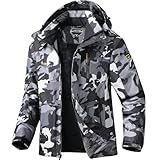BOWOXO Jaqueta De Esqui Masculina à Prova D água Quente Para Inverno Para Caminhadas M Camuflagem Preta P