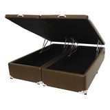 Box Baú Castor Casal Bi Partido Premium Caramelo 138x188x35