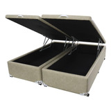 Box Baú Castor Casal Bi Partido Premium Kansas Bege 138x188