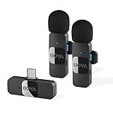 BOYA Microfone De Lapela Sem Fio BY V20 Para Iphone 15 E ANDROID USB C Smartphone Tablet Mini Microfone Para Celular Microfone Clip On Para Gravação Vídeo Podcast YouTube Live Streaming