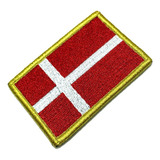 Bp0073v 01 Bandeira Dinamarca Patch Bordado Fecho De Contato