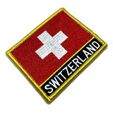 Bp0141nv 01 Bandeira Suíça Patch Bordada Fecho De Contato