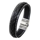 Bracelete De Couro Sofisticado Trançado Fecho Magnético
