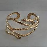 Bracelete De Metal Dourado Cobra Espiral Luxo