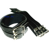 Bracelete Pulseira Couro Preto 2 Fivelas Masculino feminino
