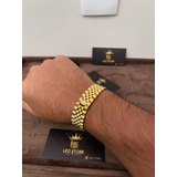 Bracelete Rolex Aço Titanium Banhado Ouro