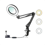 Braço Articulado Mesa Lupa Com Led Ring Light