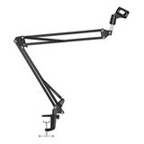 Braço Articulado Suporte Microfone Profissional Mesa Podcast Cor Preto