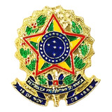 Brasão República Do Brasil 4cm Em Metal Folheado Ouro Lindo