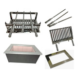 Braseiro Embutir E Grill Inox 430 Grelha Argentina Espetos