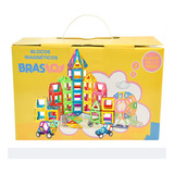 Brastoy Construção Brinquedo Blocos De Montar Magnéticos Com Caixa 120 Pecas